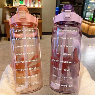 2 Liters Straw Plastic Water Bottle Large Portable Travel Bottle Sports Fitness Cup High Value Big Fat Cup Adult Universal