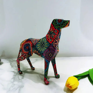 Colorful resin dog craft ornaments, Tuya dog statues, living room office entrance wine cabinet decoration ornaments.