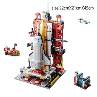 Model Building Blocks Space Rocket Launching City Aerospace Space Station Shuttle Ship Astronaut Bricks Toys