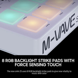 M-VAVE 25-Key MIDI Controller Keyboard Piano Mini Portable USB Keyboard & 8 RGB Backlit Pads 8 Knobs Music Keyboard Instruments