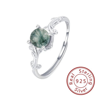 Fashion S925 Sterling Silver Natural Green Agate Women