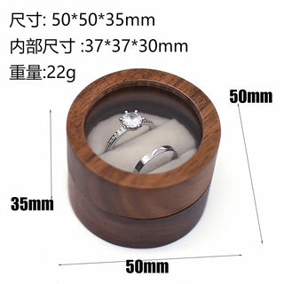 Wooden Ring Box Double Couple Rings Holder Jewelry Earrings Stud Storage Proposal Wedding Anniversary Ring Organizer Packing Box