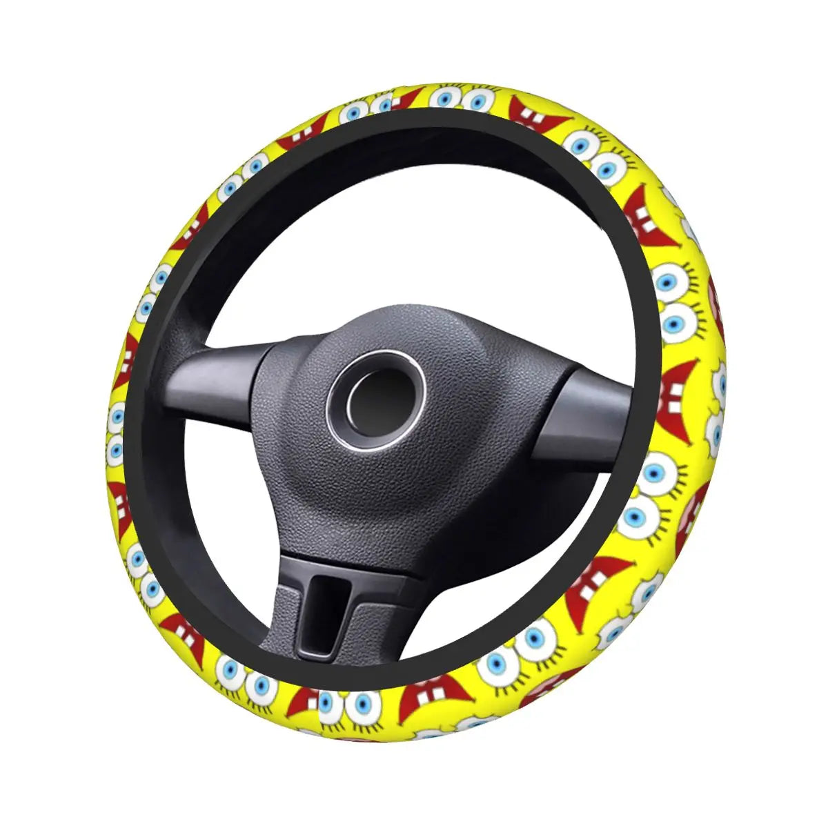 Cartoon Sponge Yellow Face Car Steering Wheel Cover Anti-slip Steering Wheel Cover Car-styling Steering-Wheel Accessories