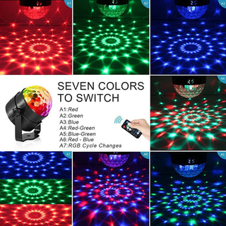 LED Stage Disco Light Rotating DJ Ball Strobe Remote Sound Control Magic Dance Car RGB Christmas Gift Party Club Laser Show Lamp