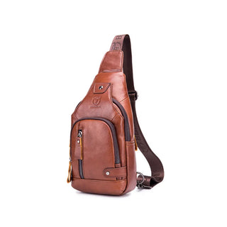 2023 new 100% cowhide Leather Casual Fashion Crossbody Chest Bag men