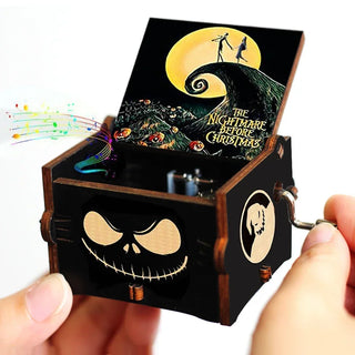 Wooden Hand Cranked Music Box Can