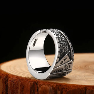 Poker Ring Solid 925 Silver Rock Punk Rings For Men Women Black Signet Jewelry Adjustable Rings Size 7 To 10 Can Cutomize Size