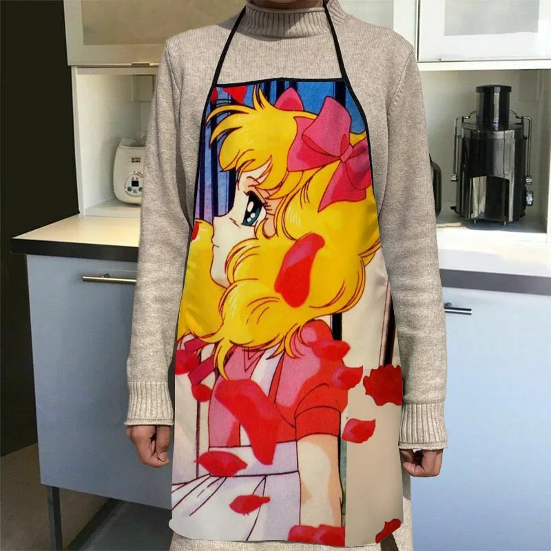 Candy Candy Cartoon Kitchen Apron Dinner Party Cooking Apron Adult Baking Accessories Waterproof Fabric Printed Cleaning Tools