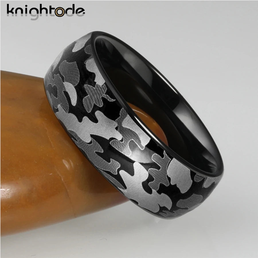 6mm 8mm Camouflage Tungsten Carbide Rings Men Women Personality Rings Fashion Jewelry Dome Polished