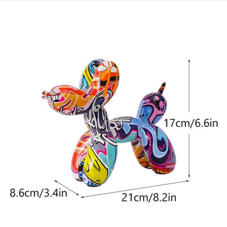 Resin Graffiti Balloon Dog Figurines for Interior Home Desktop Decoration Painting Colorful Art Animals Statue Crafts Decor Item