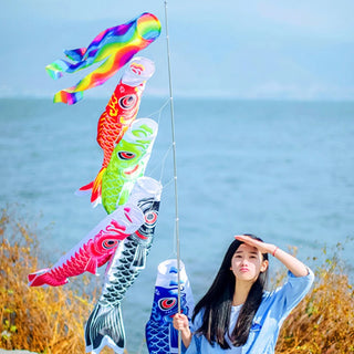 New Style 40/70/100CM Fish Flag Kite Toy Koi Nobori Carp Wind Socks Koinobori Colorful Fish Flag Hanging Outdoor Toys for Kids
