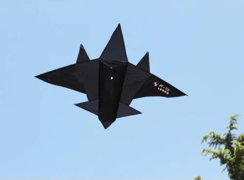 Outdoor Fun Sports  NEW Black Plane Kite  Fighter With Handle And Line Good Flying For Kids And Adults