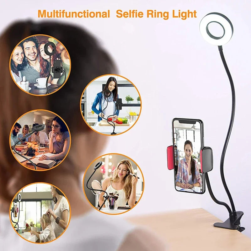 2 in 1 Mobile Phone Fill Light With Phone Holder for Selfie Live Digital Influencer Desktop  Photography LED Video Ring Light