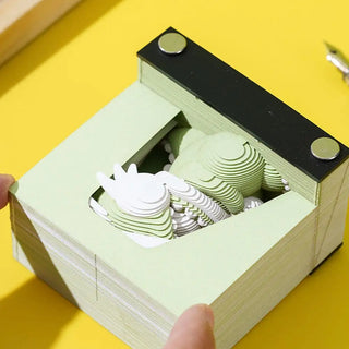 Block 3D Notepad 3D Art Calendar 2024 Cute Dragon Memo Pad Kawaii 3D Sticky Note Blocks 3D Note Paper Carving Model Gift