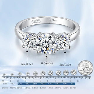 #REALRING 💍 2.0ct D Color Round 925 Silver Moissanite Ring For Women 18K White Gold Plated Diamond Test Passed Engagement Gift