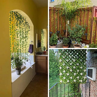 3Pcs 210cm Plastic Artificial Plant Vine Home Garden Decoration Fake Leaves Ivy Green Creeper Foliage Garland for Bedroom/Office