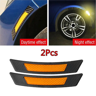 2Pcs Carbon Fiber Protection Car Wheel Eyebrow Edge Reflective Guard Sticker Hot