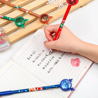 12/60 Pcs Creative Christmas Elk Sequined Gel Pens Ins Girl Heart Christmas Stationery Cartoon Cute Signature Water-based Pen