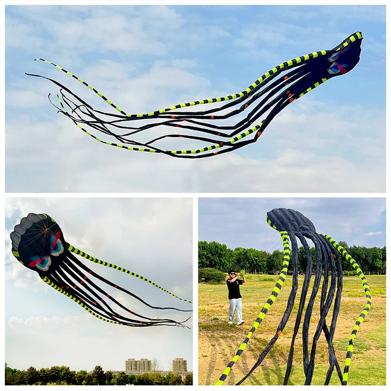 3D 8-meter Four-color Octopus Kite Large Animal Soft Kite Outdoor Inflatable Kite Adult Kite Easy To Fly Nylon Tear Resistant