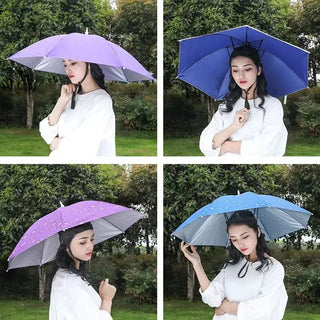 Outdoor Head Umbrella Hat Fishing Umbrella Caps Anti-Rain Foldable Travel Hiking Beach Fishing Umbrellas Hat Rain Gear Parasol