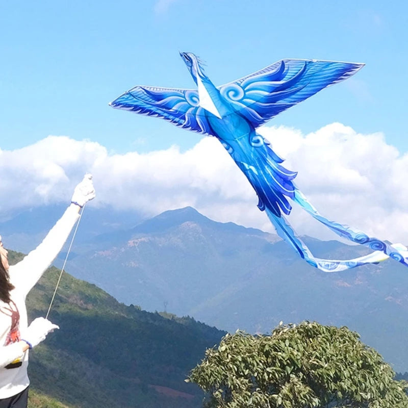 Phoenix Flying Kite Blue color Kite Children Kids Sport Toy Large Paleluan Mythical Bird Spring Outdoor Sport