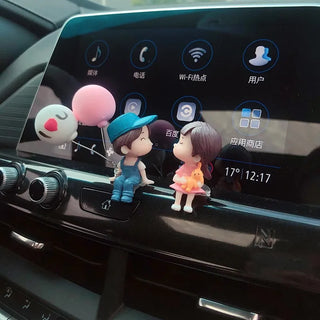 Car Accessories Cute Cartoon Couples Action Figure Figurines Balloon Ornament Auto Interior Dashboard for Girls Gifts