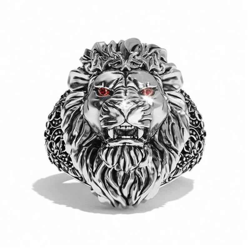 Fashion Lion Head Ring Punk Lion Head Statue Ring Hip Hop Ring Men