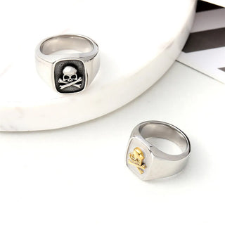 Fashion Steel Color/Gold Color Simple Skull Ring Men And Women Small Stainless Steel Biker Ring Jewelry Gifts