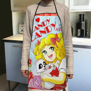 Candy Candy Cartoon Kitchen Apron Dinner Party Cooking Apron Adult Baking Accessories Waterproof Fabric Printed Cleaning Tools