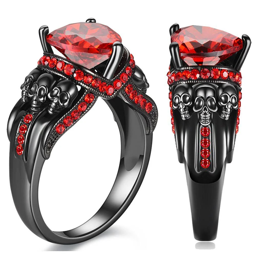 Goth Rings for Women Skeleton Punk Skull Ring Devil Wings Men