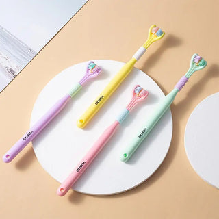 360 Degree Adult Three-head Toothbrush High Color Value Three-sided Toothbrush Scraping Tongue Coating Cleaning Soft Hair Tooth