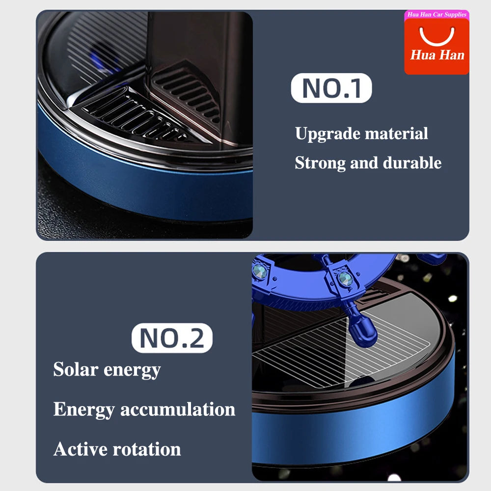 Car Air Freshener Solar Retro Ship Rudder Rotating Decoration Auto Flavoring Supplies Interior Accessories Car Perfume Diffuser