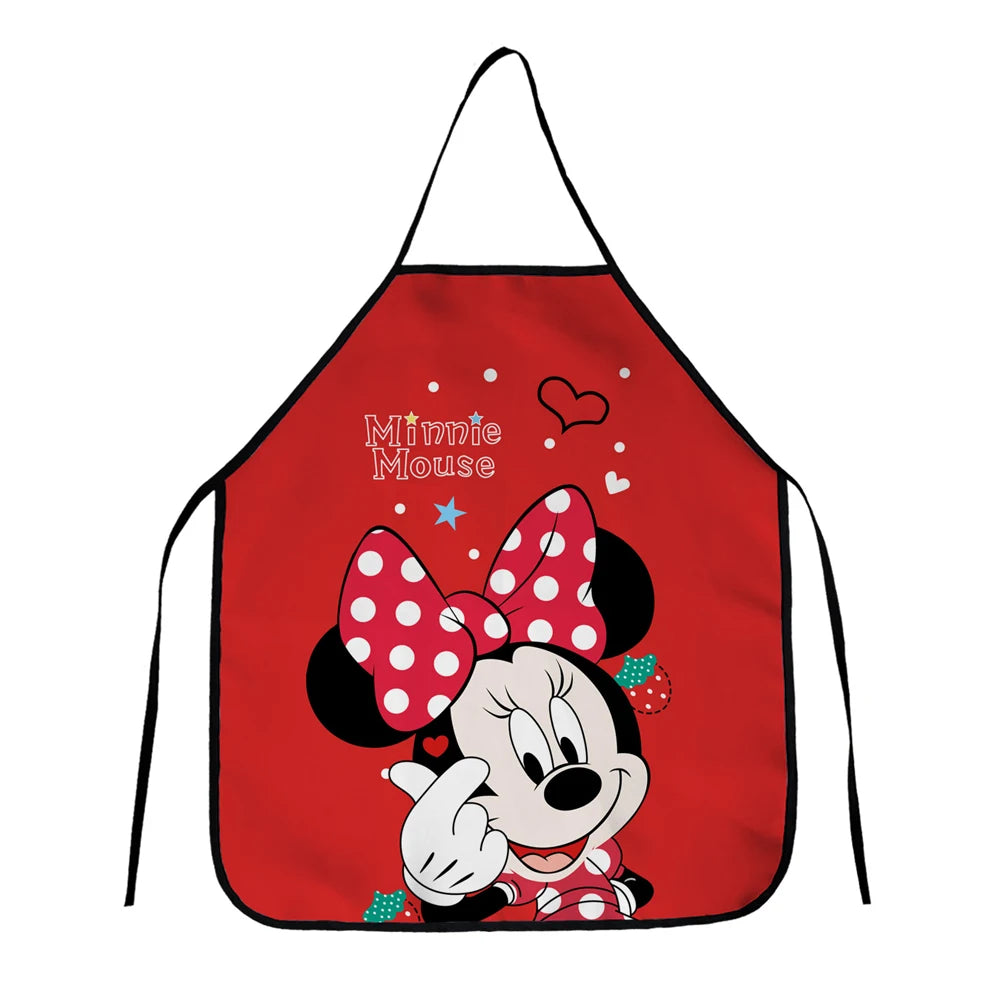 MINISO Disney Apron Women Men Cute Mickey Mouse Print Children Cooking  Kitchen Chef Adjustable BBQ Apron Home Cleaning Tool