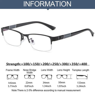 Metal Anti-blue Light Reading Glasses Farsighted Eyeglasses Men Business Eyewear Diopter 0 +1.0 +1.5 +2.0 +2.5 +3.0 +3.5 +4.0