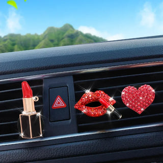 2/1pcs Car Air Outlet Aromatherapy Perfume Clip Diamond Red Lips Lipstick Clips Perfume Air Freshener Auto Interior Accessories