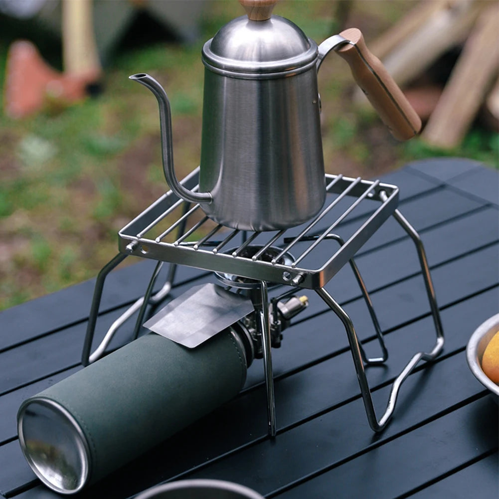 Multifunctional Folding Campfire Grill Portable Stainless Steel Camping Grill Grate Gas Stove Stand Outdoor Wood Stove Stand