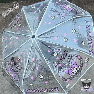 Sanrio Hello Kitty Kuromi Cinnamoroll Umbrella Long Handle Portable Automatic Folding Transparent Cartoon Cute Photo Ins Style