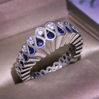New Vintage Round Natural Blue Stone S925 Sterling Silver Ring for Women Fine Jewelry Anniversary Gifts Wholesale Drop Shipping