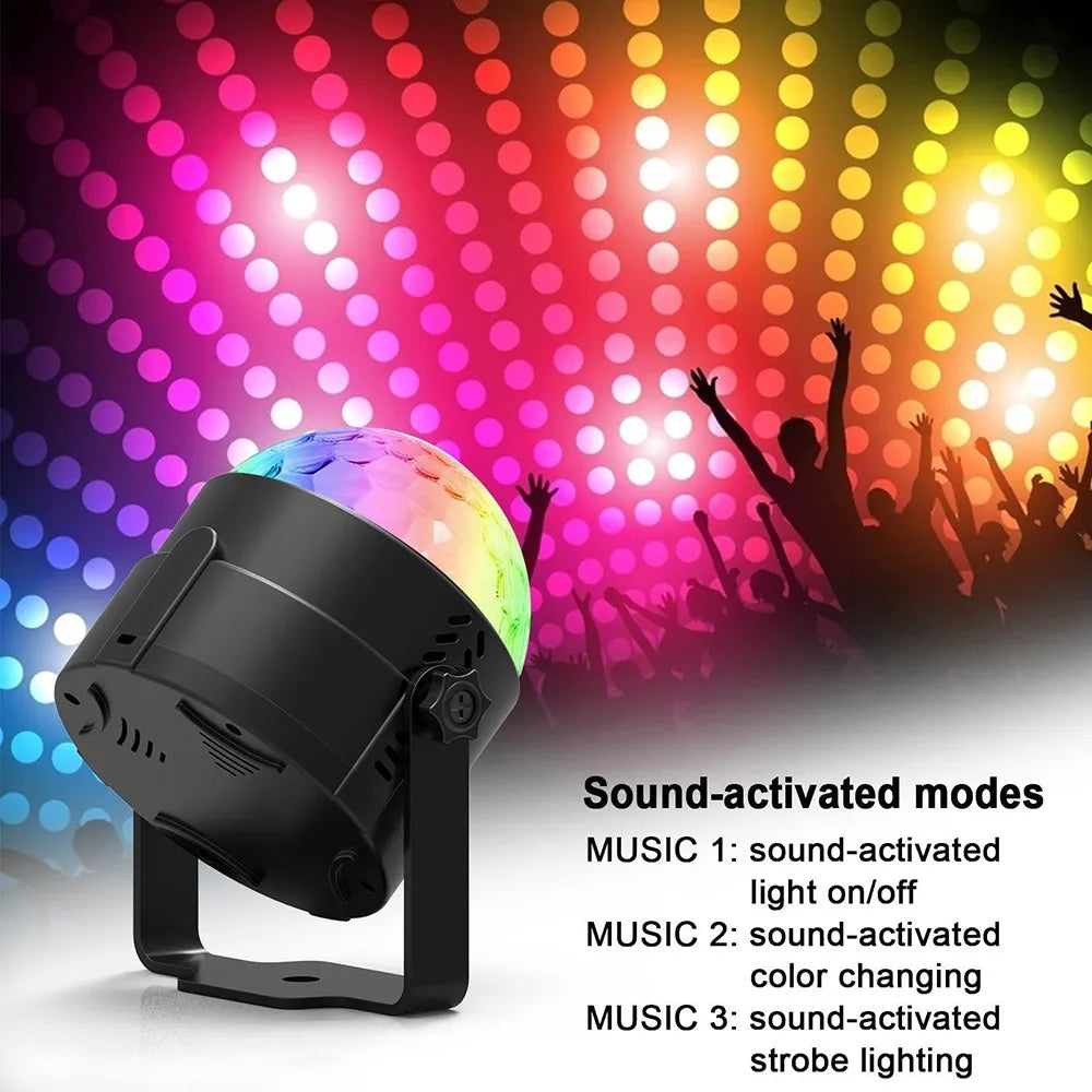 LED Stage Disco Light Rotating DJ Ball Strobe Remote Sound Control Magic Dance Car RGB Christmas Gift Party Club Laser Show Lamp