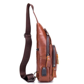 2023 new 100% cowhide Leather Casual Fashion Crossbody Chest Bag men