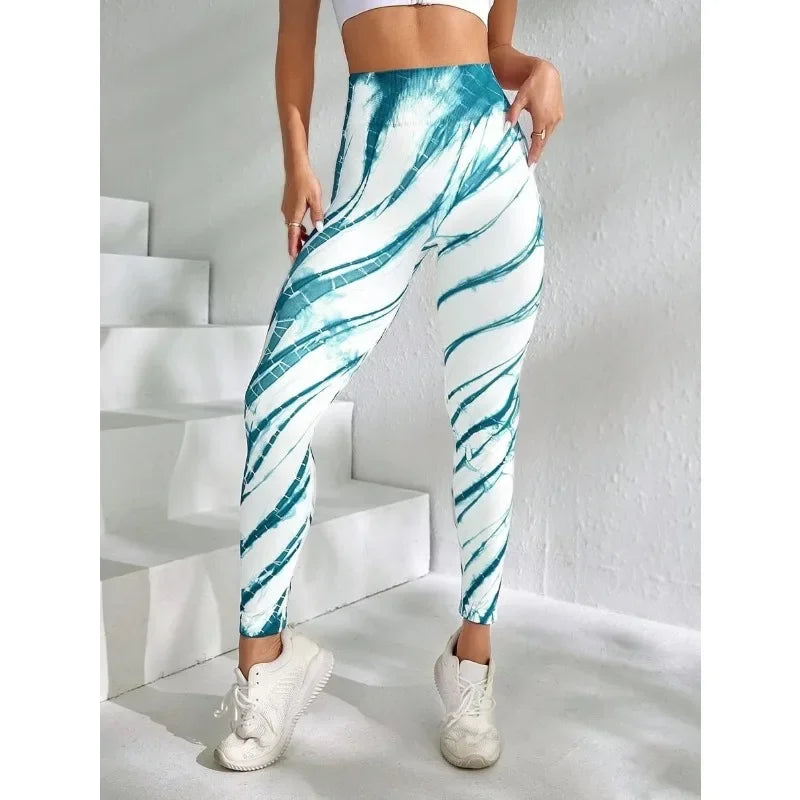 Fitness Seamless Leggings High Waist Skinny Leggings Women Sexy Butt Lift High Elastic Gym Tranning Tie Dye Yoga Leggings