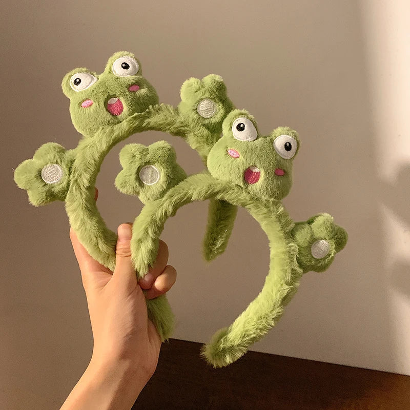 Green Cute Frog Plush Headband Hairband For Girls Hair Accessories Autumn Winter Animal Hair Hoop Bzel Women Headwear