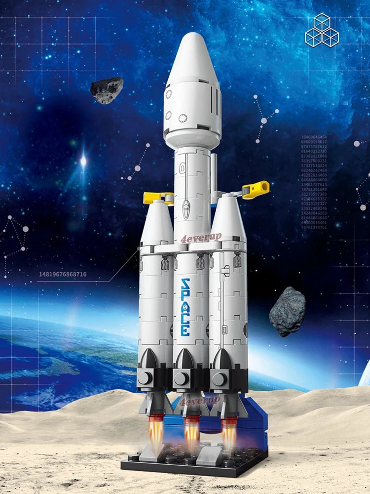 NEW mini Aviation Manned Rocket Model Building Blocks Space Aerospace Station Bricks City Construction Toys for Children