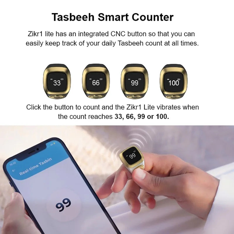 Smart Tasbih Tally Counter Ring for Muslims Zikr Digital Tasbeeh 5 Prayer Time