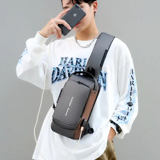 Men Anti Theft Chest Bag Shoulder Bags USB Charging Crossbody Package School Short Trip Messengers Bags Men