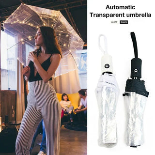 Umbrella Transparent umbrella woman with Automatic Windproof umbrella Auto Folding Black for Men Women Outdoor Travel supplies