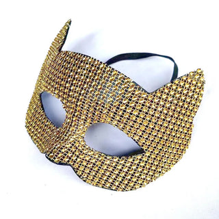 Shiny Masquerade Cosplay Cat Mask for Women Rhinestone Plastic Face Cover Carnival Dancer Props Mens Punk Fancy Dress Party Mask