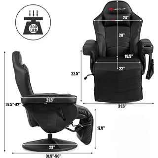 POWERSTONE Gaming Recliner Massage Gaming Chair with Footrest Ergonomic PU Leather Single Sofa with Cup Holder Headrest