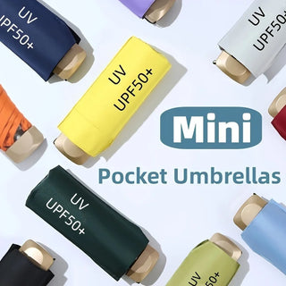 Mini Sun Umbrella Small Pocket Rain Travel Umbrella Vinyl Folding Umbrella UV Protection Sun Shade Pocket Parasol Capsule