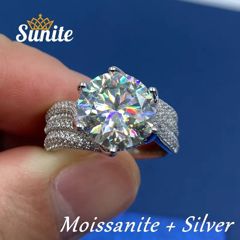 Sunite 5.0ct 3.0ct Blue Red Moissanite Diamond Ring for Women Men